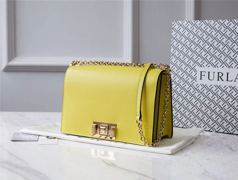 Оригинальные женские сумки FURLA, высококачественные женские кожаные сумки Furla лимонного цвета, размер L 24 см x 8 см x 16 см - Цвет: 1