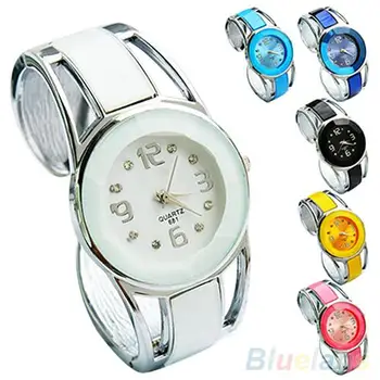 

Women Fashion Opening End Quartz Analog Round Case Bracelet Bangle Wrist Watch