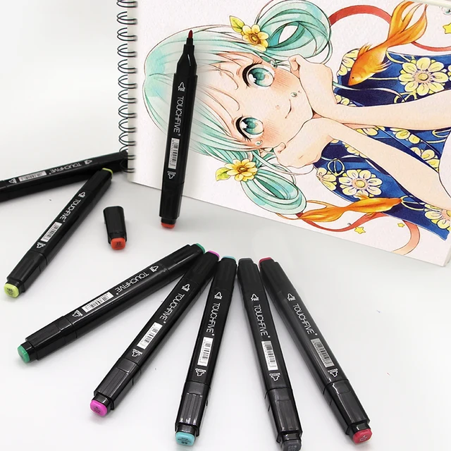 TouchFIVE 30/40/60/80/168 Color Art Markers Set Dual Headed Artist  Sketch Oily Alcohol based markers For Animation Manga 5