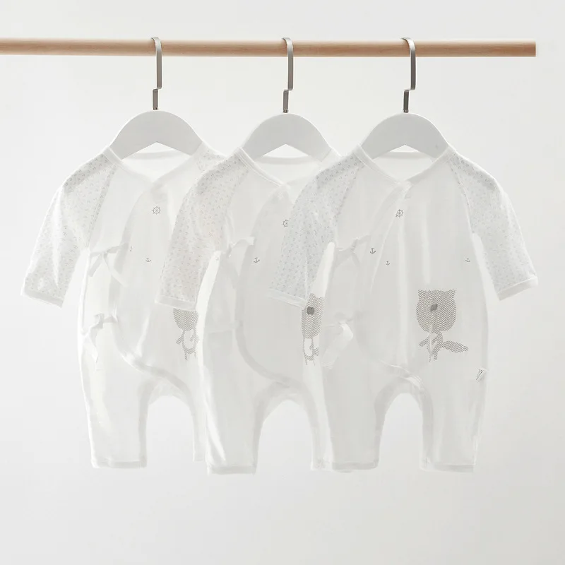 

0-6m Newborn Clothes For Boys And Girls 2023 Summer Baby Rompers Thin Climbing Jumpsuit Long Sleeve Pajamas Cotton Clothing Ins