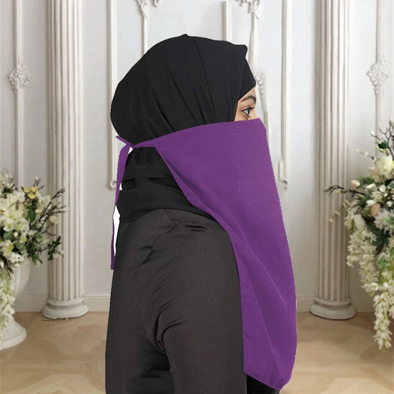 Bandana musulmana para mujer, pañuelo islámico, Hijab, velo de gasa, cubierta facial negra, Abaya