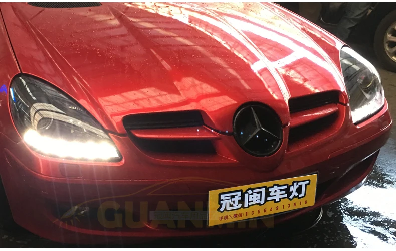 Автомобильный Стайлинг Для 03-13 Mercedes-Benz R171 SLK200 SLK350 SLK500 светодиодный фара DRL tear Eye Xenon Beam аксессуары