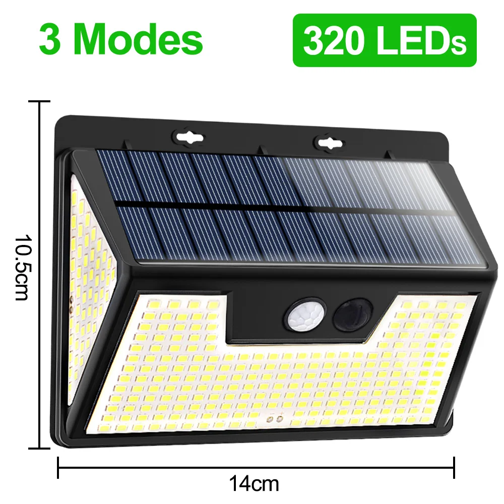 Outdoor Waterproof 320 LED Solar Motion Sensor Lights for Garden Decoration Sunlight Powered Wall Lamp Street Patio Garage Light outdoor fence lights