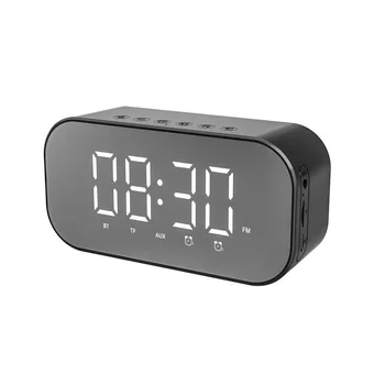 

Bluetooth Wireless Speaker Mirror Screen Speaker Bedside Home 2000mAh Portable Stereo Bass Speakers USB Alarm Clock Display Gift