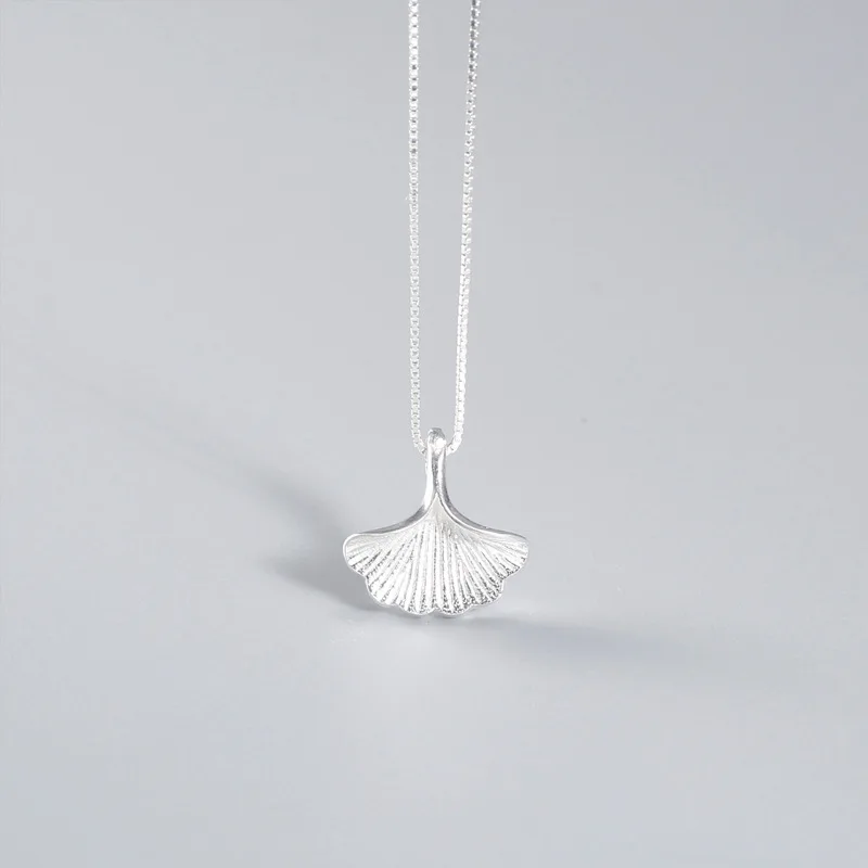 

S925 Sterling Silver Necklace Women's MORI Series Literature And Art Ginkgo Leaf Short Choker Sweet 7153