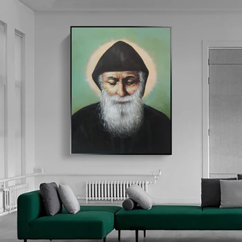 

Hand painted Saint Charbel Pope Paul VI Figure Oil Painting Art Paintings Canvas For For Living Room Home Decoration