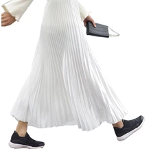 Женская длинная Плиссированная юбка с высокой талией Женская белая длинная юбка Женская Осенняя Высококачественная винтажная Женская Макси Юбка Saia