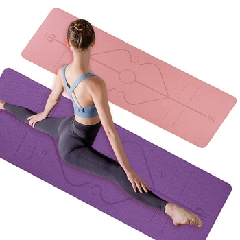 

Yoga Mat 1830x610x6mm TPE Yoga Mat with Position Line Non Slip Mat For Beginners Double color Fitness Gym Mats