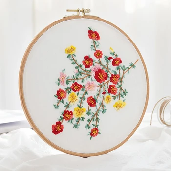 

Plant Series DIY Embroidery Material Package Hoop bordado Cross Stitch Kits 3D Embroidery Flower Supplies Decor Sewing Supplies