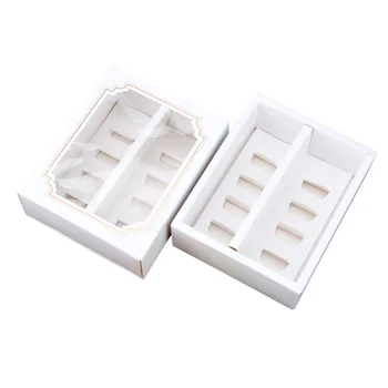 

10pcs Paper Macarons Box with Clear Window Dessert Containers Muffin Carriers for Home Dessert Shop