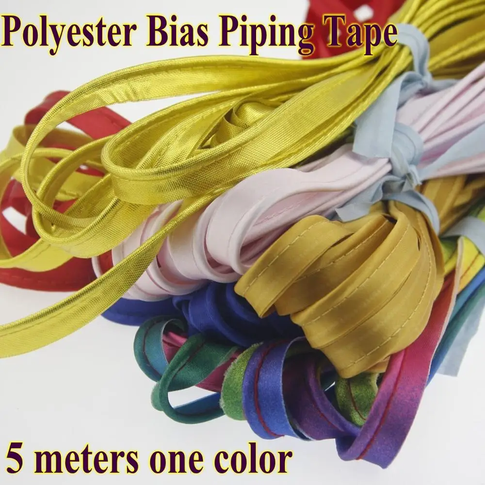 Cinta de sesgo de poliéster satinado para manga corta, cordón de 3mm de diámetro, paquetes pequeños de 5 metros, material de costura artesanal hecho a mano