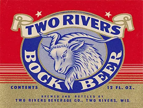 

Two Rivers Bock Beer Metal Tin Sign 8x12 Inch Garage Bar Restaurant Club Decor