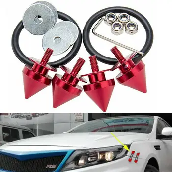 

EIDRAN Universal Red Car Bumper & Trun JDM Spike Aluminum Quick Release Fasteners Kit