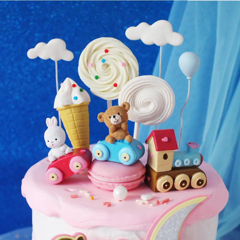 Animal Ours Lapin Train Bebe Gateau Decoration Joyeux Anniversaire Foret Departement Prepare Fete Des Enfants Produits De Boulangerie Beau Cadeau Aliexpress
