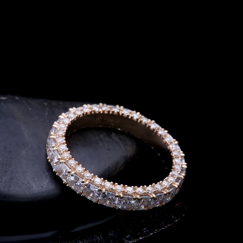 AEAW Solid 14K БЕЛОЕ ЗОЛОТО 3 мм 0.1ct Подушка огранка Муассанит развлечения Полный алмаз группа DF цвет для женщин
