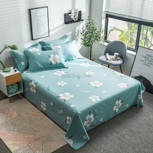 New Spring Green Flower Printed Bed Sheet Cotton Flat Sheet for Bedding Set Bed Linens Twin Full Queen King Bedspreads