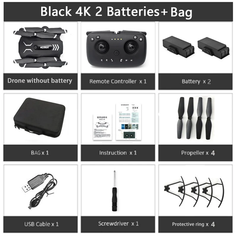 KEELEAD 9001 Радиоуправляемый Дрон с зумом 4K широкоугольная HD камера Дрон оптический поток парение изображение в картинке Квадрокоптер Wifi FPV Дрон VS E58 - Цвет: Black 4K 2B Bag