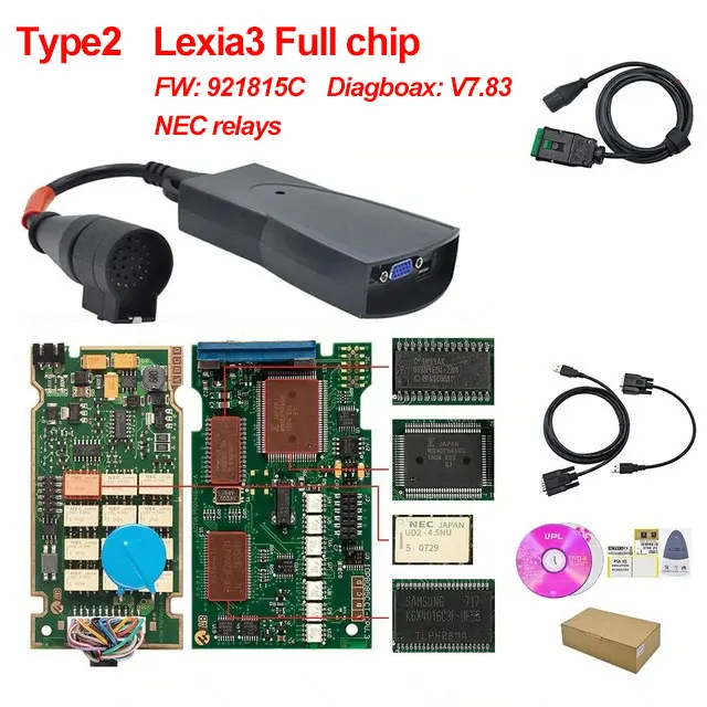 2 шт./лот для Lexia 3 PP2000 полный чип Diagbox V7.83 для Lexia3 No.921815C для Citroen для peugeot OBD2 сканирующий OBD диагностический инструмент - Цвет: Lexia3 Full no clip