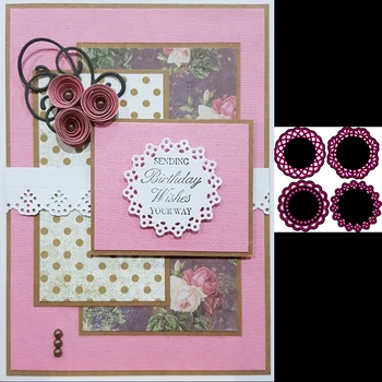 

4 lace edge metal cutting Die mold circular frame for scrapbook photo album decoration carving handmade paper card