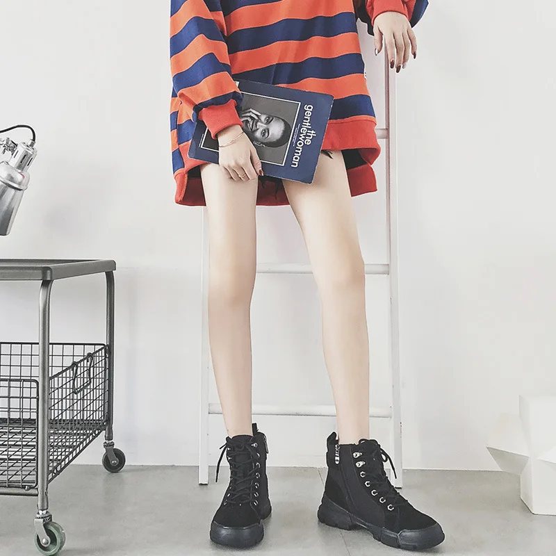 

Dong tian xie Children 2018 New Style Autumn Martin Boots Women's British-Style INS Short Boots CHIC Dull Polish Locomotive Boot