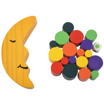 

Moon Balancing Frame Baby Early Learning Toy Teaching Aids Moon Balance Colorful Early Development Wood Blocks Toys