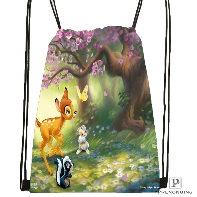 

Custom Bambi and Faline Adults Drawstring Backpack Bag Cute Daypack Kids Satchel (Black Back) 31x40cm#180531-03-03