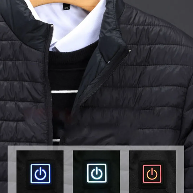 S-5XL, USB, мужская и женская куртка с электрическим подогревом, теплая зимняя куртка с подогревом, верхняя одежда 25 °C/35 °C/45 °C, 3 ступени для регулировки