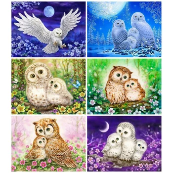 

AZQSD 5d Diamond Painting Owl Cross Stitch Diamond Embroidery Animal Handmade Rhinestones Gift Home Decor Needlework