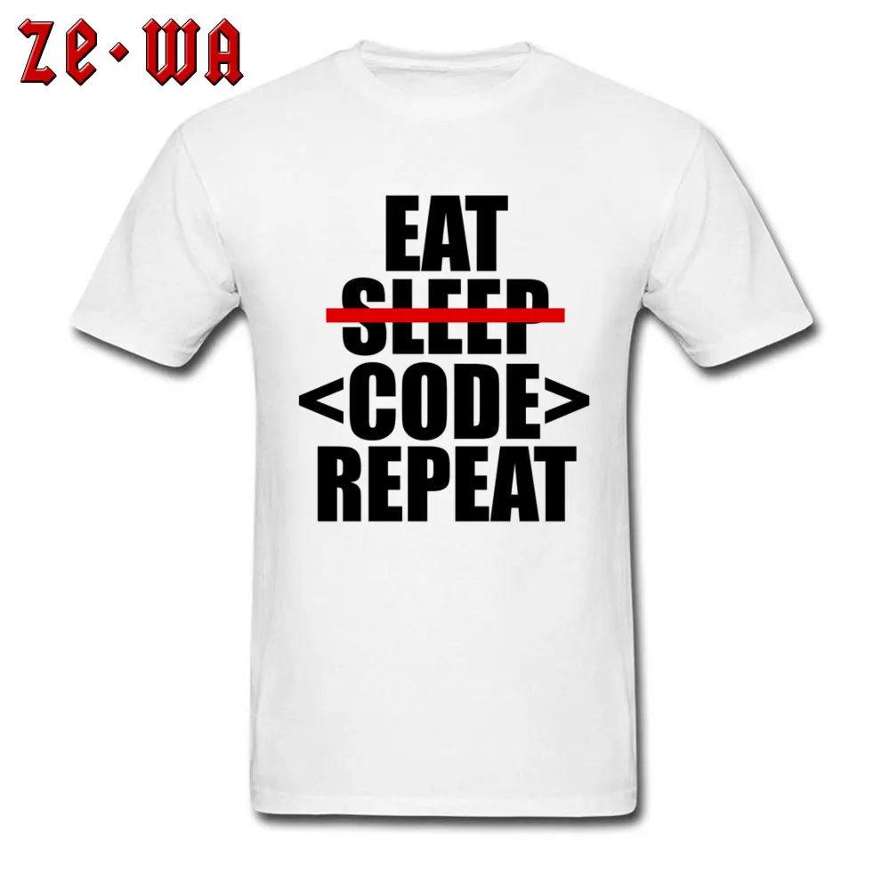 Eat Code Repeat скидка новая футболка Мужская с коротким рукавом одежда рубашка хорошее