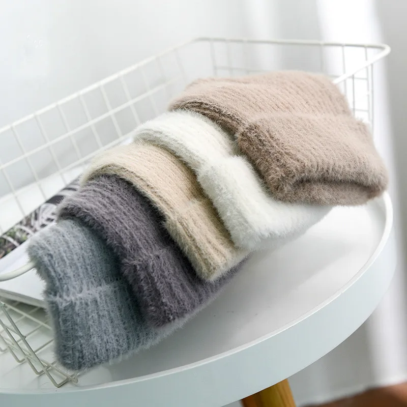 

Hat female autumn and winter solid color imitation hair wool hat wild knit hat warm fashion earmuffs hat tide