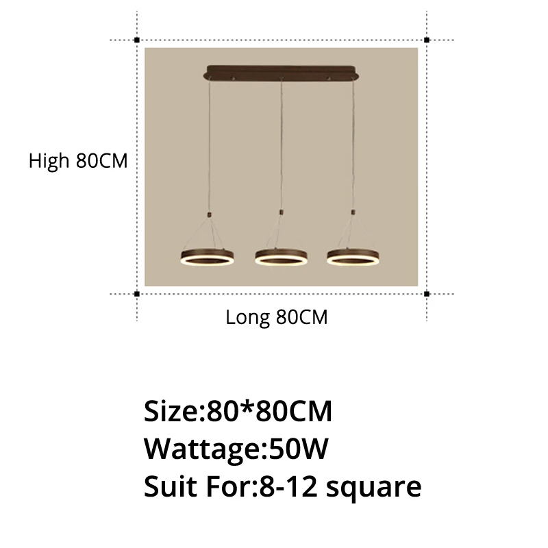Кофейный светодиодный подвесной светильник для кухни, столовой, задний светильник ing, 3 головки, круглая акриловая лампа, люстры, Светильники для помещений - Цвет корпуса: no backside light50W