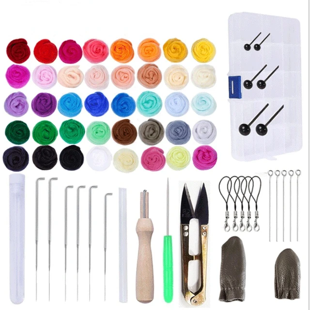 Needle Felting Kit,wool Roving 40 Colors Set,Needle Felting Starter Kit,wool Felt Tools with Felting Tool Instruction Included for Felted Animal