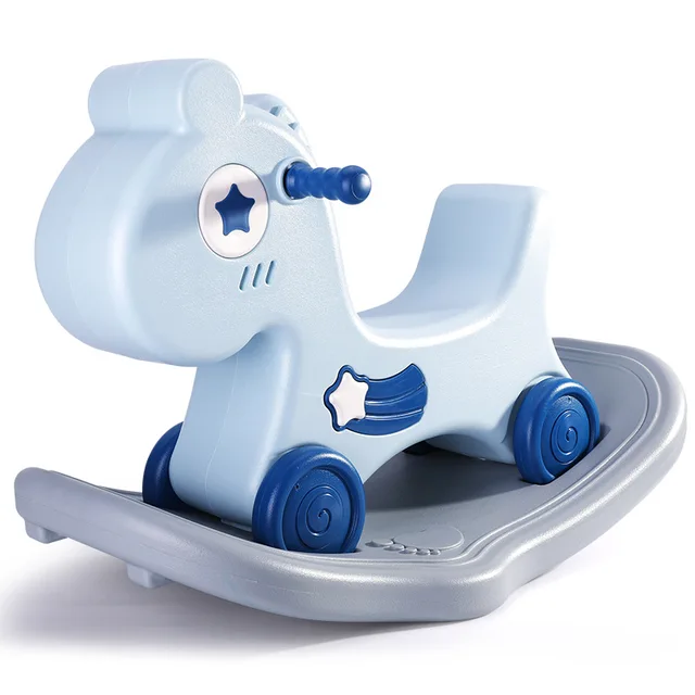 Doki Toy Infant Shining 2-in-1 Rocking Horse 1-6 Years Old Dual Purpose Rocking Horse Toy Indoor Rideable Anti-slip Toys 2022 1