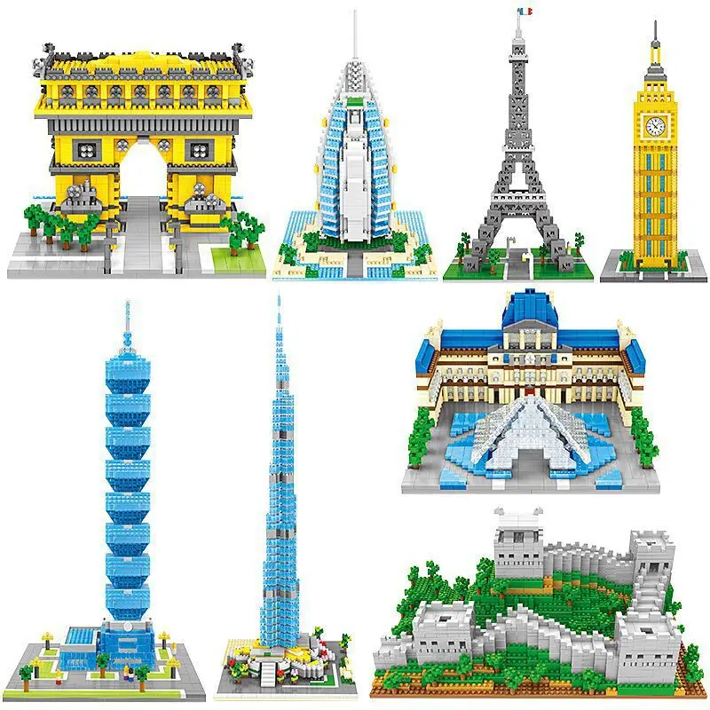 

Wise hawk Architecture Street View Series Diamond Micro Particles Building Blocks Children'S Educational Assembled Stereo with B