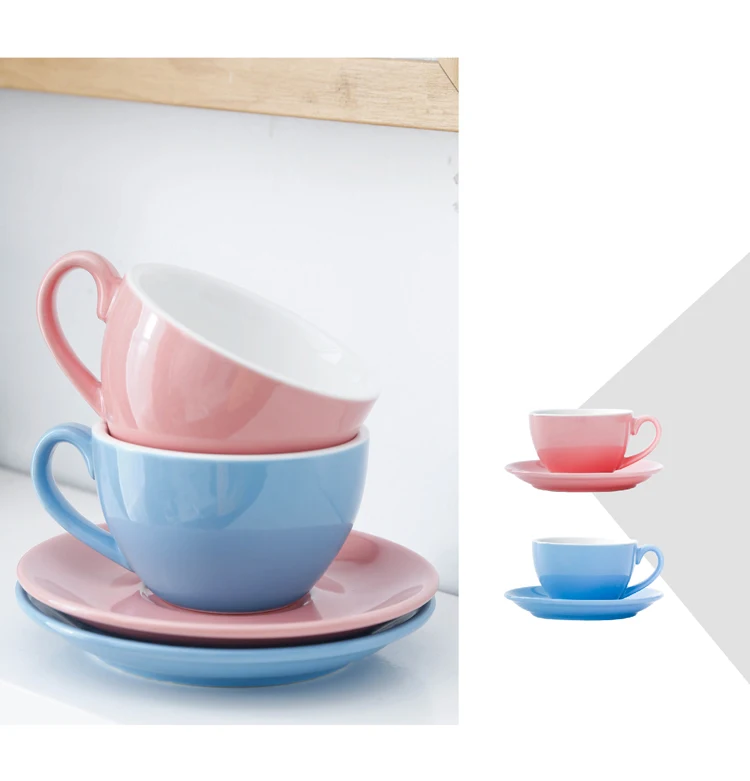 CHANSHOVA Modern Simplicity Ceramic Coffee Mug and Saucer 220ml Porcelain Coffee Cups Set Tea Milk Drinking Utensils H046