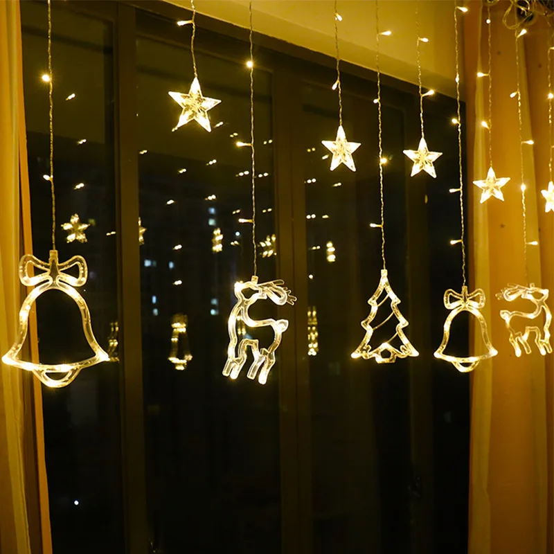 

Christmas Decorations For Home Light LED Elk Bell String Party Ornament Decor Hanging Garland 2019 Xmas New Year Gift 3.5*1M