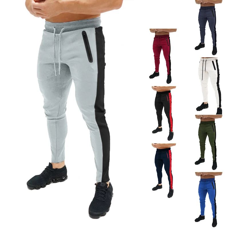 Spring And Summer New Style Amazon Foreign Trade Men Skinny Joint Athletic Pants Fashion Drawstring Slim Fit Casual Pants M
