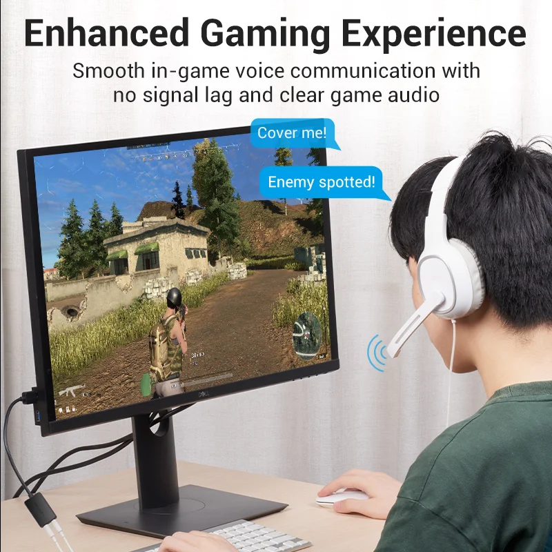 Vention USB 3.5mm 오디오 인터페이스 어댑터, PC 노트북 PS4 헤드셋 마이크용 외부 사운드 카드