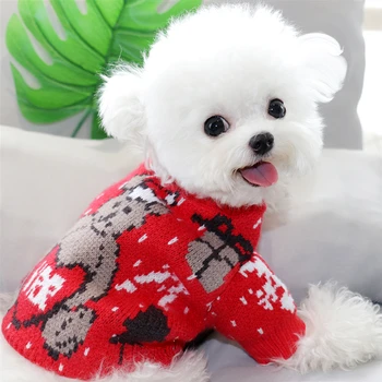 

Autumn and winter pet sweater bichon teddy cat VIP schnauzer small dog new year christmas clothes dog clothes