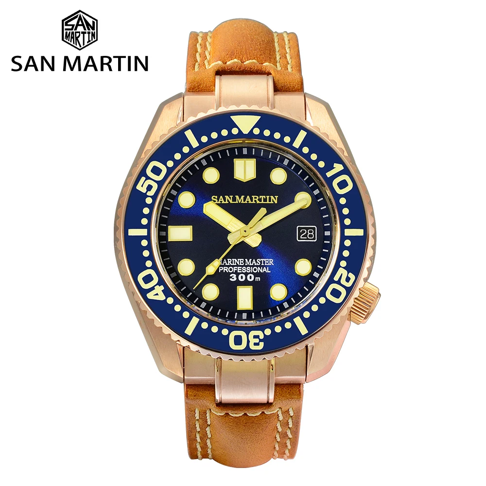 Мужские автоматические механические часы San Martin Diver CuSn8 Bronze MM300 PT5000