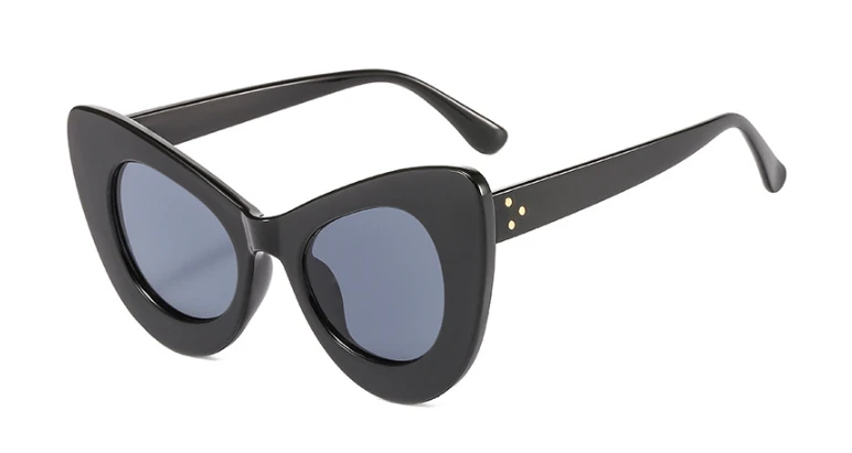 46237 большой кошачий глаз ретро солнцезащитные очки для мужчин и женщин Мода UV400 очки - Цвет линз: C1 black gray
