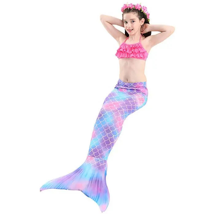 5Pcs/Set Girls Mermaid Tail Swimsuit Children the Little Mermaid Costume Cosplay Beach Clothes Bathing Suit anime cosplay female