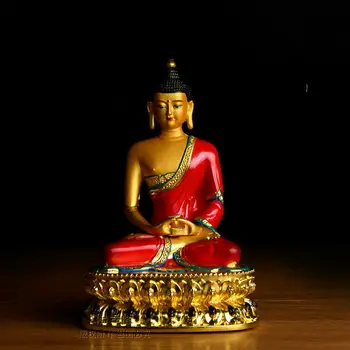 

5.6"Chinese Resin Colour Gild Buddhism Lotus Shakyamuni Amitabha Buddha Statue
