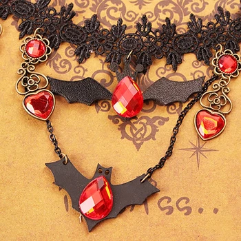 

Lace Bat Necklace Retro Gothic Lolita Pendant Choker Halloween Jewelry Accessories for women girls gift