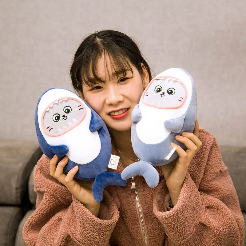 Милая плюшевая Акула игрушка Kawaii мультяшная кошка лицо акулы мягкая кукла