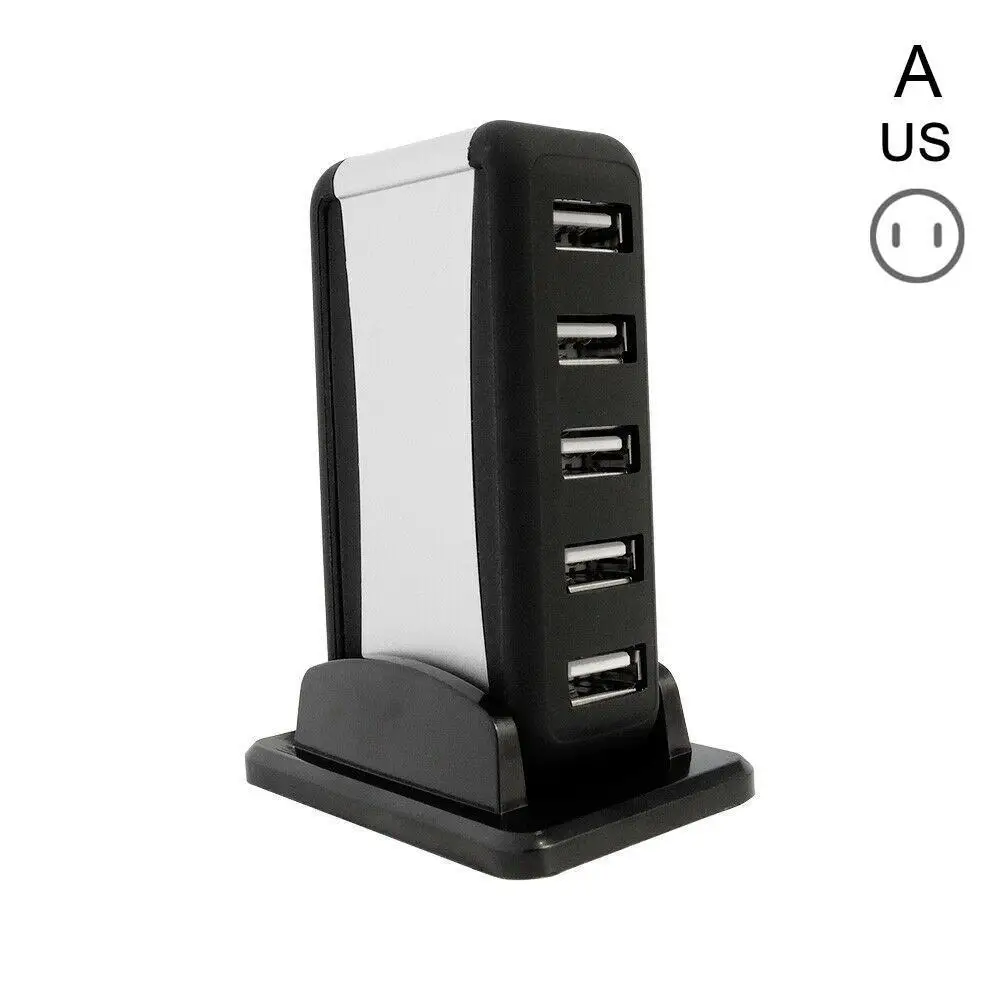 7 Port USB 2.0 High-Speed HUB Powered+AC Adapter for PC Laptop EU//US Plug