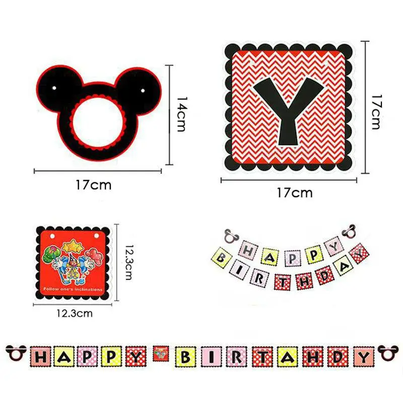 С днем рождения для детей 1 комплект Микки Минни Маус буквы баннеры-Декорации для вечеринки Флаги дети для подарка поставки FZ08