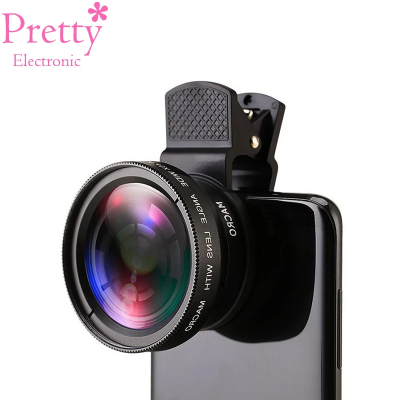 Mobile Phone Camera Lens 37MM 0.45X 49UV Super Wide Angle Macro Telephoto lens Black Universal Clip for Smart | Мобильные телефоны