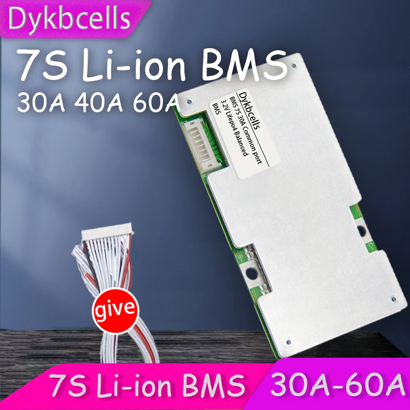 

Dykbcells BMS 7S 6S 24V Li-Ion Lithium Battery Protection Board Balancer Inverter Solar Motorcycle street 3.7V 30A 40A 60A 3S