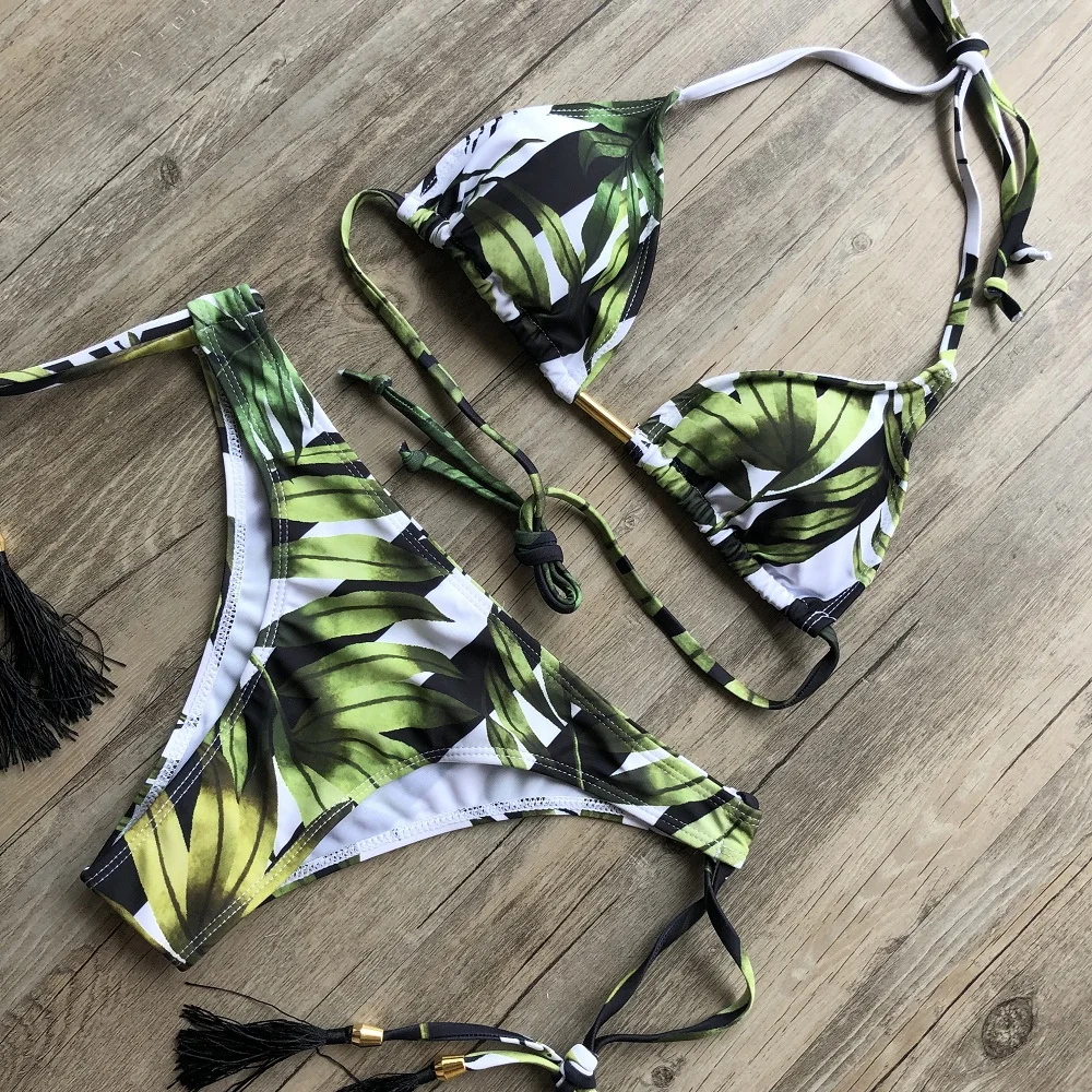 one one swimwear Swimsuit Sexy 2022 Floral Print Bikinis Striped Patchwork Women Bandage Bikini Set Swimwear Brazilian Beachwear New Bathing Suit sport bikini set